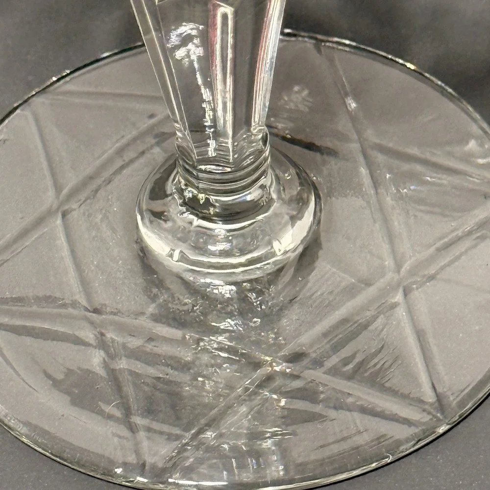 Set of 10 Vintage Libbey Rock Sharpe Crystal Cocktail Glasses Etched Floral MCM